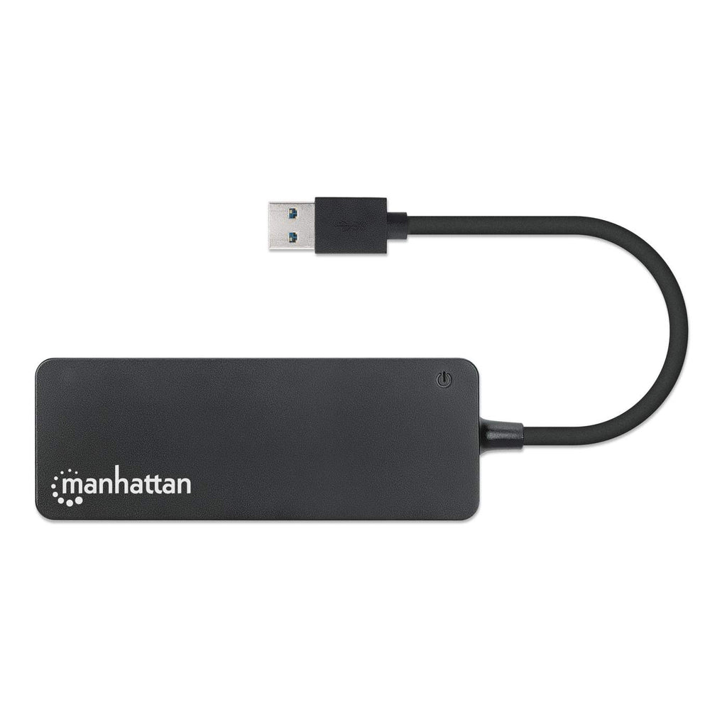 Manhattan USB-A 4-Port Hub, 4x USB-A Ports, 5 Gbps (USB 3.2 Gen1 aka USB 3.0), Bus Power, Equivalent to Startech ST4300PBU3 & ST4300MINU3B, SuperSpeed USB, Black, Three Year Warranty, Box
