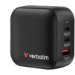 Verbatim Mini GaN Charger 70W 3 Port US plug with EU and UK adaptors