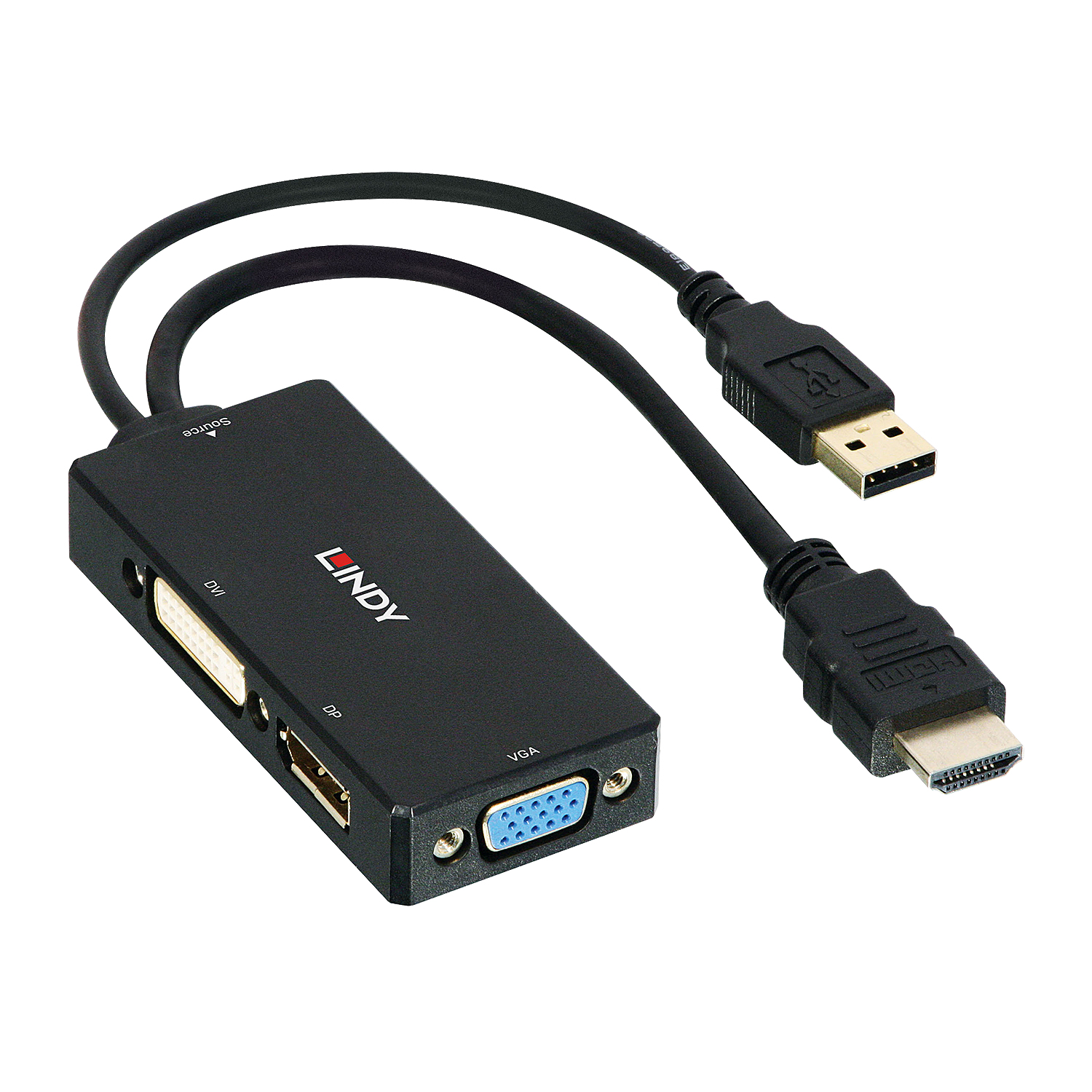 Photos - Cable (video, audio, USB) Lindy HDMI to DisplayPort, DVI and VGA Converter 38182 