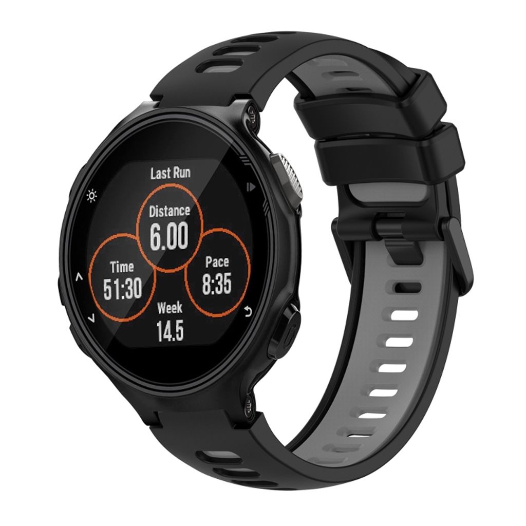 EU Product - Forerunner 735 / 735XT Silicone Two-colored Watch Band - Black/Gray thumbnail
