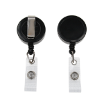 Digital ID Black ID Badge Reels with Strap Clip (Pack of 50)