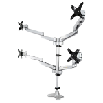 StarTech.com Desk Mount Quad Monitor Arm – Premium Articulating VESA 4 Monitor Mount 2x2 up to 30" – Ergonomic Height Adjustable Pole Mount - Tilt/Swivel/Rotate - C-Clamp/Grommet - Silver
