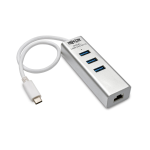 Tripp Lite U460-003-3A1G 3-Port USB-C Hub with LAN Port, USB-C to 3x USB-A Ports and Gbe, USB 3.0, White