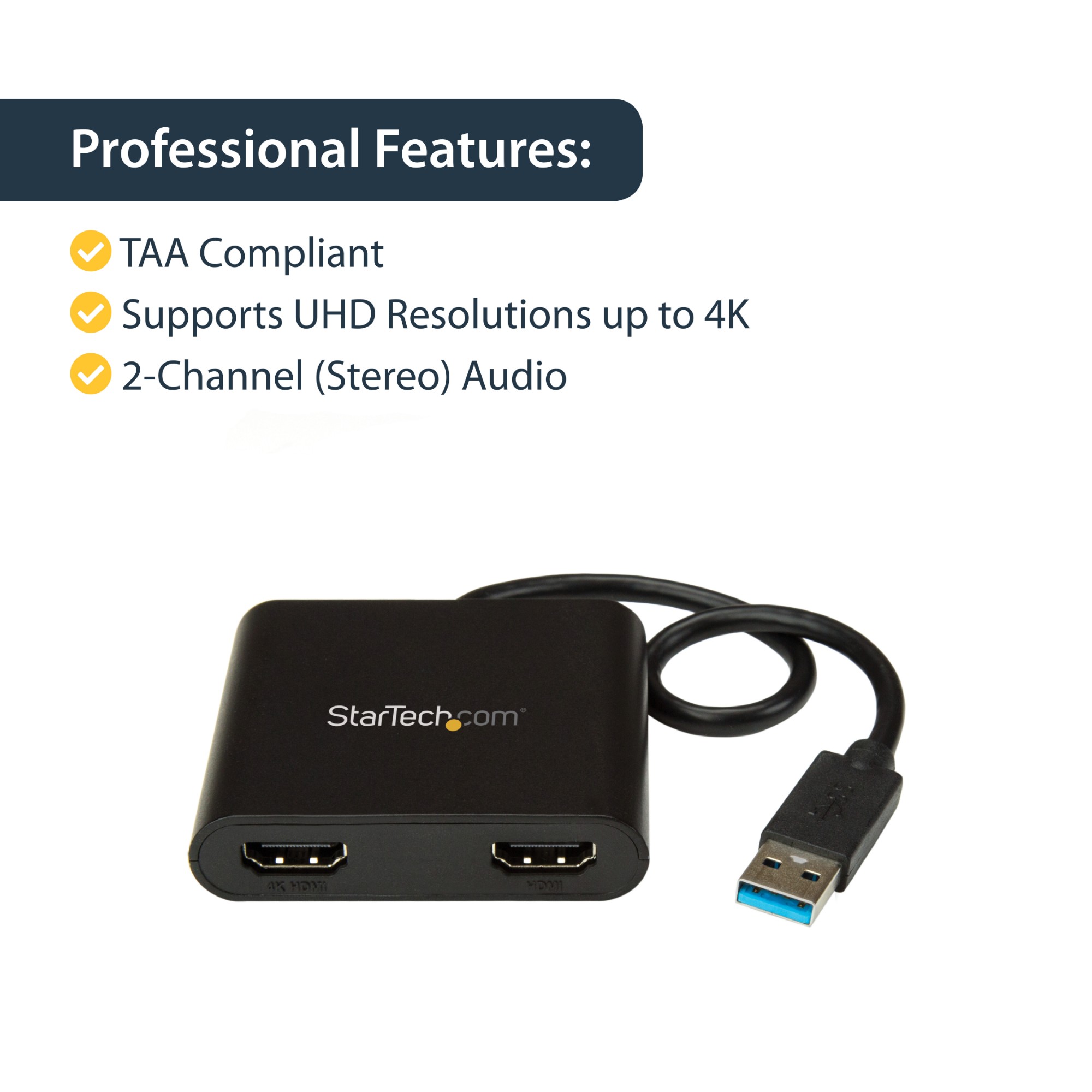 StarTech.com USB 3.0 to Dual HDMI Adapter - 4K 30Hz