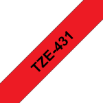 Brother TZE-431 label-making tape Black on red