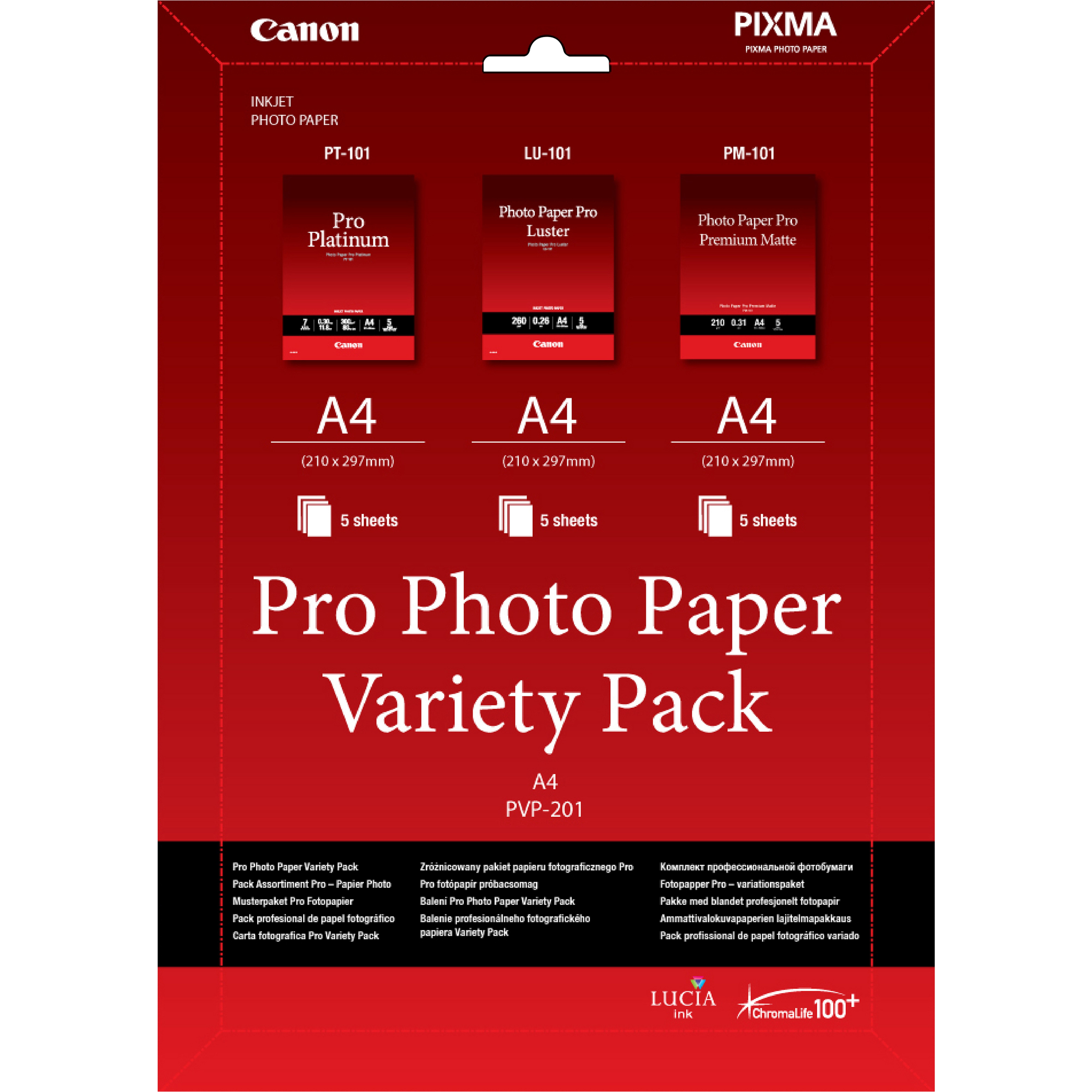 Image of Canon PVP- 201 Pro Photo Paper Variety Pack A4 - 15 Sheets