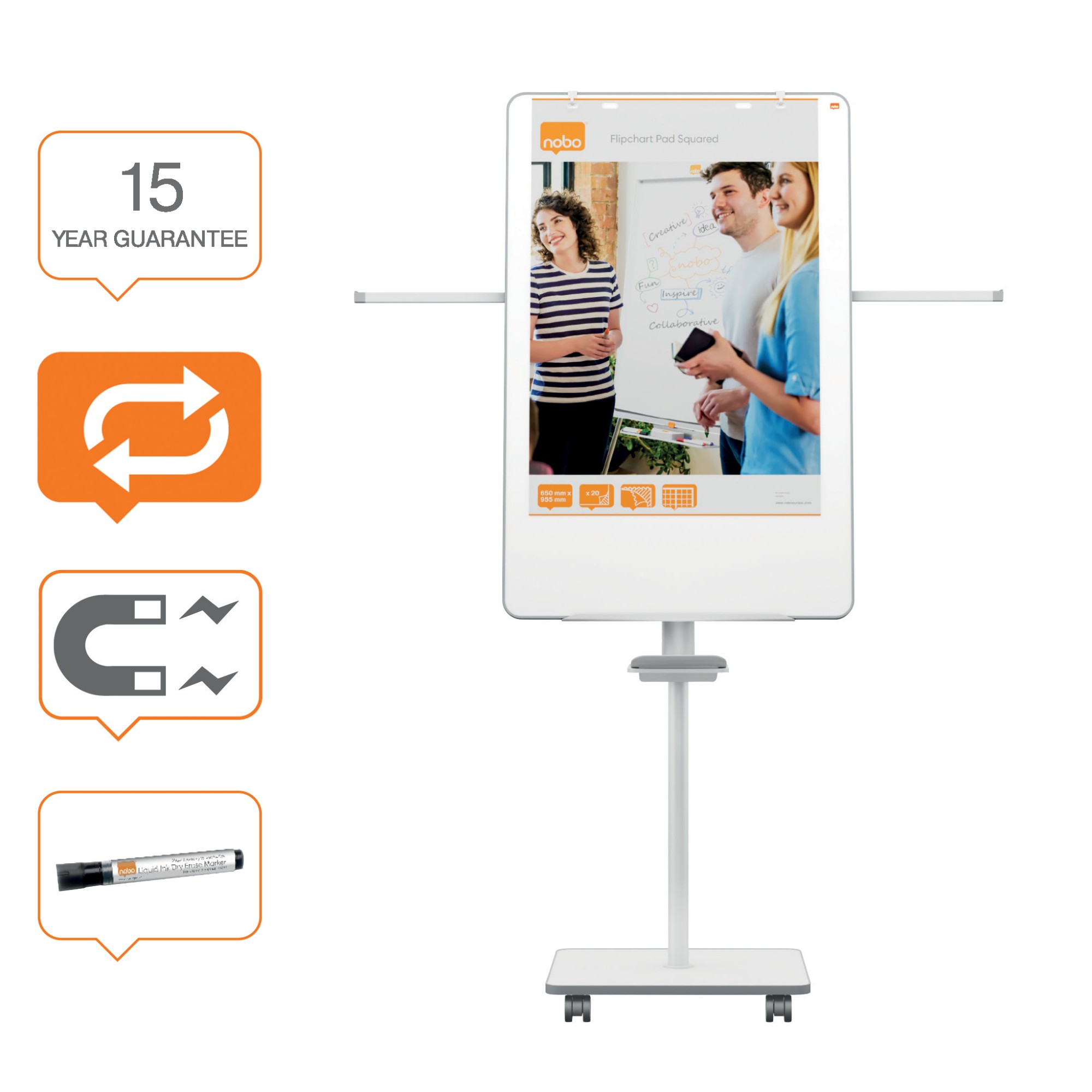 Nobo Move & Meet Mobile Magnetic Flipchart Easel 680x1040mm
