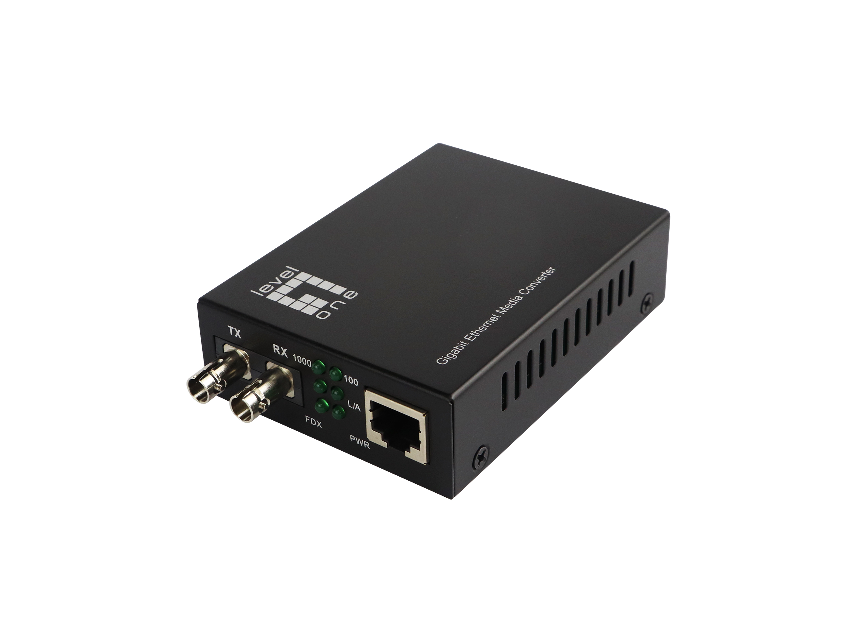 Image of LevelOne RJ45 to ST Gigabit Media Converter, Single-Mode Fiber,...