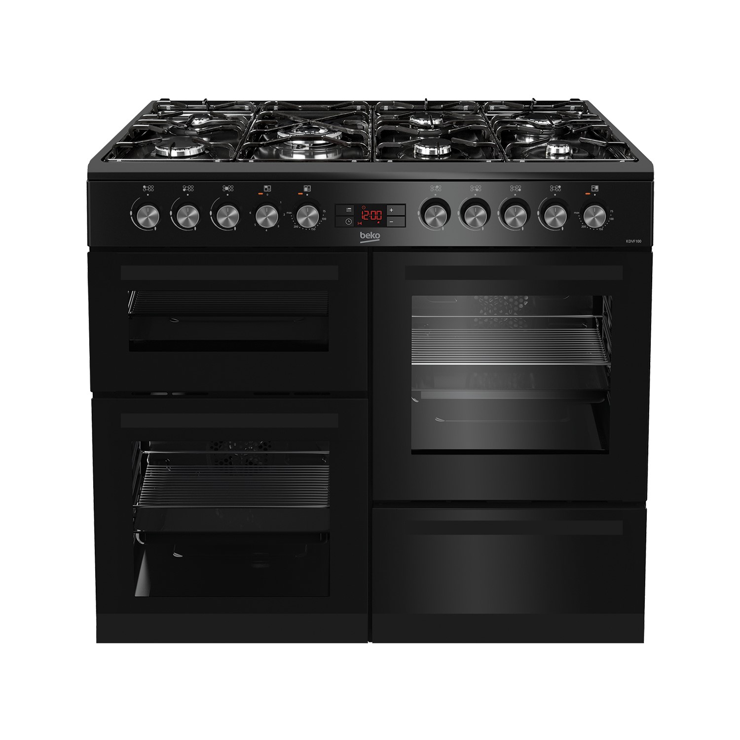 Beko Black Dual Fuel Range Cooker 100Cm
