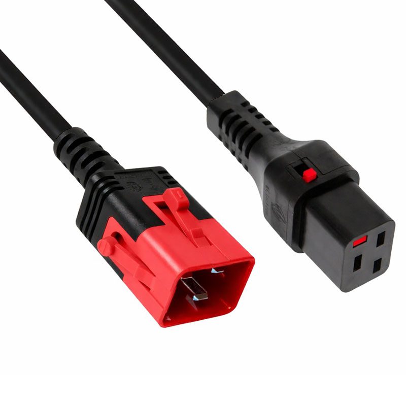 Fdl Black 2M Iec C20 Plug To Iec C19 Socket Dual Locking Extension