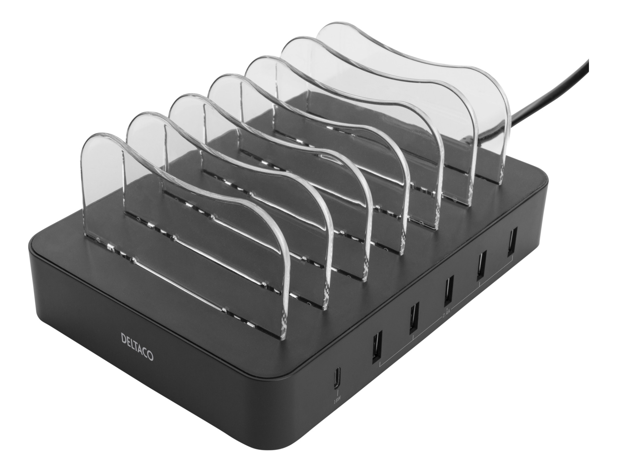 EU Product - USB Charging station, 5x USB-A, 1x USB-C PD, 50W - Black