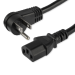 StarTech.com 6ft (2m) Computer Power Cord, Right Angle NEMA 5-15P to C13, 10A 125V, 18AWG, Black Replacement AC Power Cord, Printer Power Cord, PC Power Supply Cable, Monitor Power Cable - UL Listed