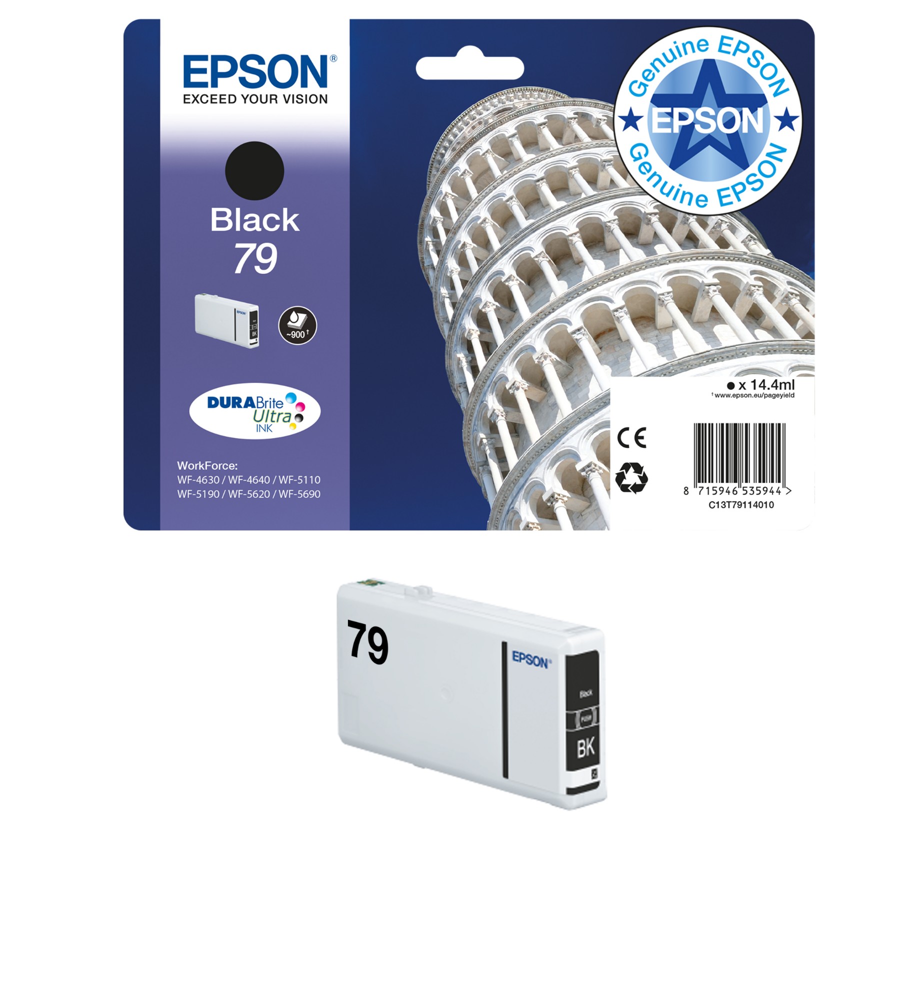 Epson 79XL Tower of Pisa DURABrite Ultra Ink Cartridge High Yield Cyan C13T79024010