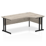 Dynamic Impulse W1800 x D800/1200 x H730mm Right Hand Crescent Desk With Cable Management Ports Cantilever Leg Grey Oak Finish Black Frame - MI003369 DD