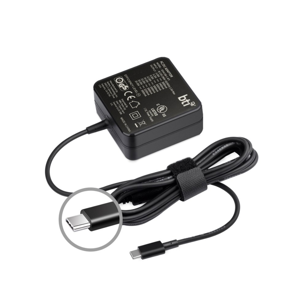 BTI 65W USB-C AC Adapter with 8 output voltages for all USB-C devices