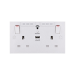 BG Electrical BG 2 Gang Switched Socket Square Edge 13A with Wi-Fi Extender + 1x USB-A 2.1A - White