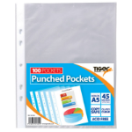Tiger Multi Punched Pocket Polypropylene A5 45 Micron Top Opening Clear (Pack 100)