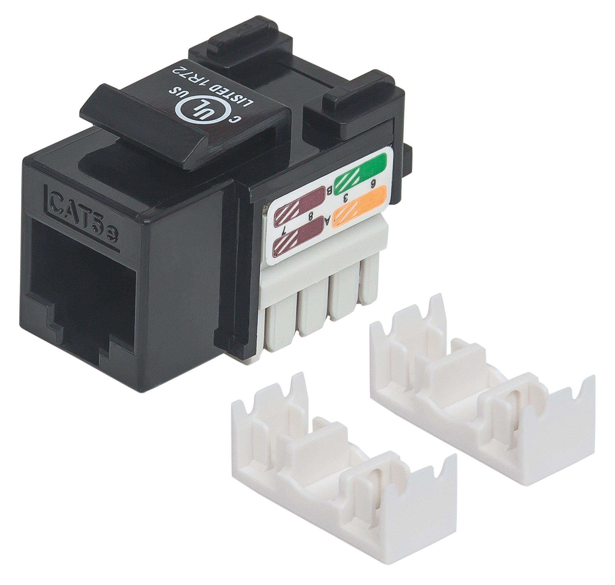 Image of Intellinet Keystone Jack, Cat5e, UTP, Punch-down, Black