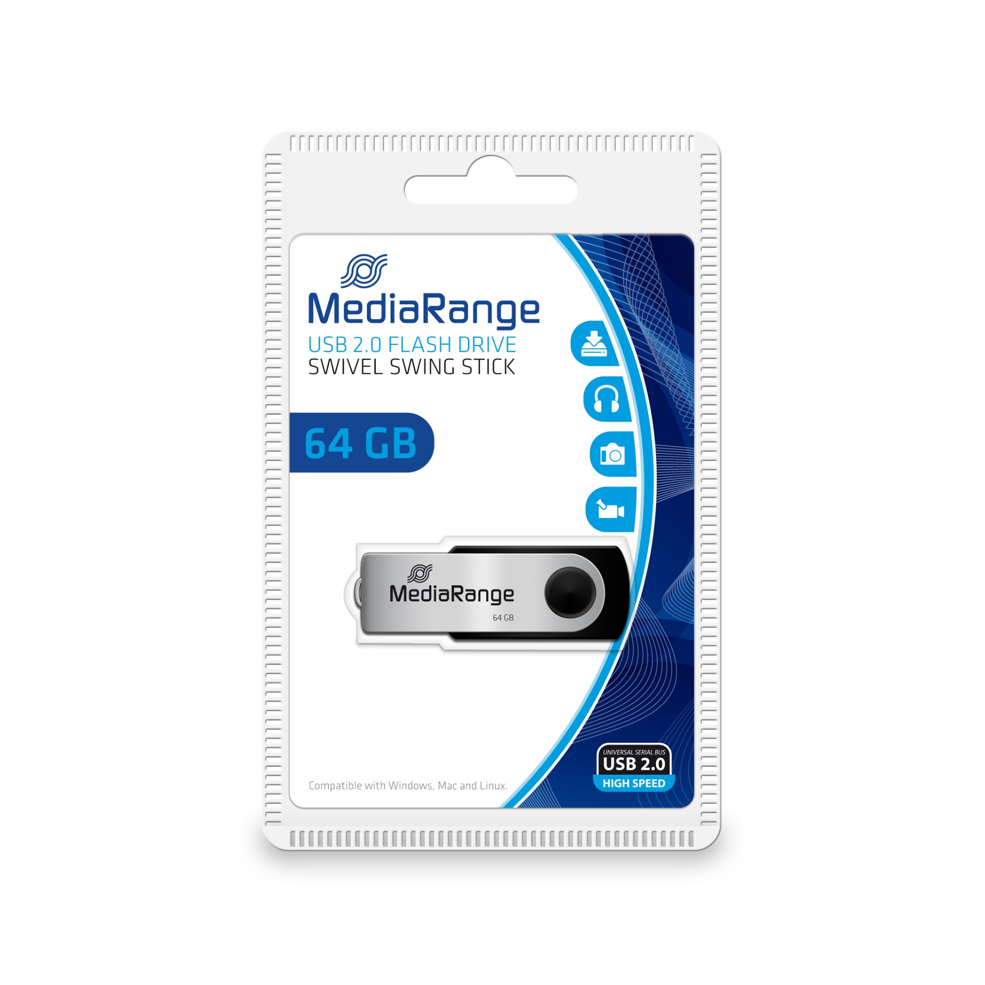 Image of MediaRange 64GB USB 2.0 USB flash drive USB Type-A / Micro-USB Black.