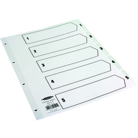 00501/CS5 CONCORD Classic Index 1-5 A4 180gsm Board White with Clear Mylar Tabs 00501/CS5