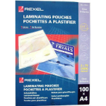 REXEL LAMINATING POUCHES A4 GLOSS 75 MICRON PACK 100
