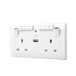 BG Electrical 13A 2 Gang Switched Socket with Wi-Fi Extender + 1x USB-A 2.1A Round Edge White