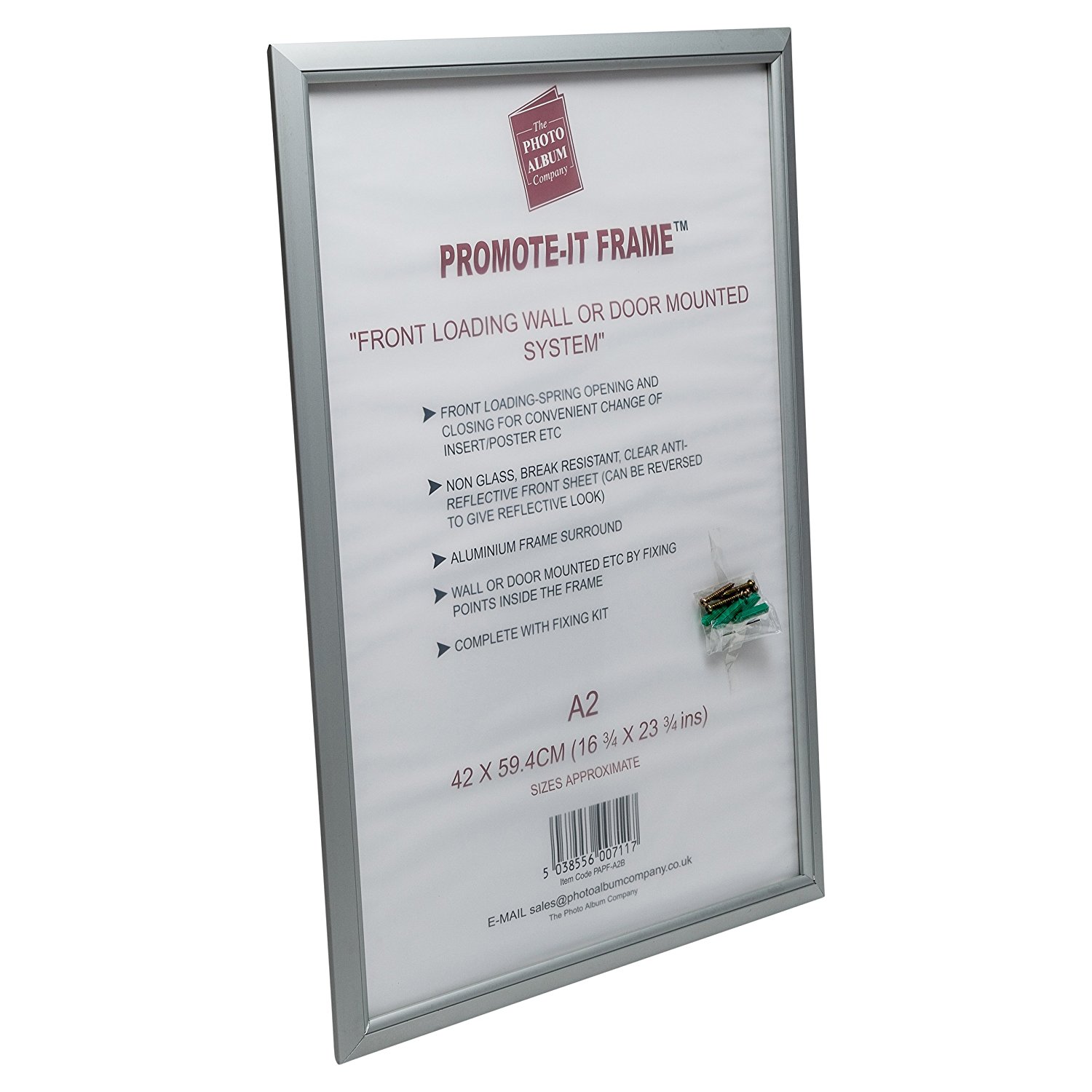 Photo Album Co A2 Snap Frame Aluminium Front Loading Silver