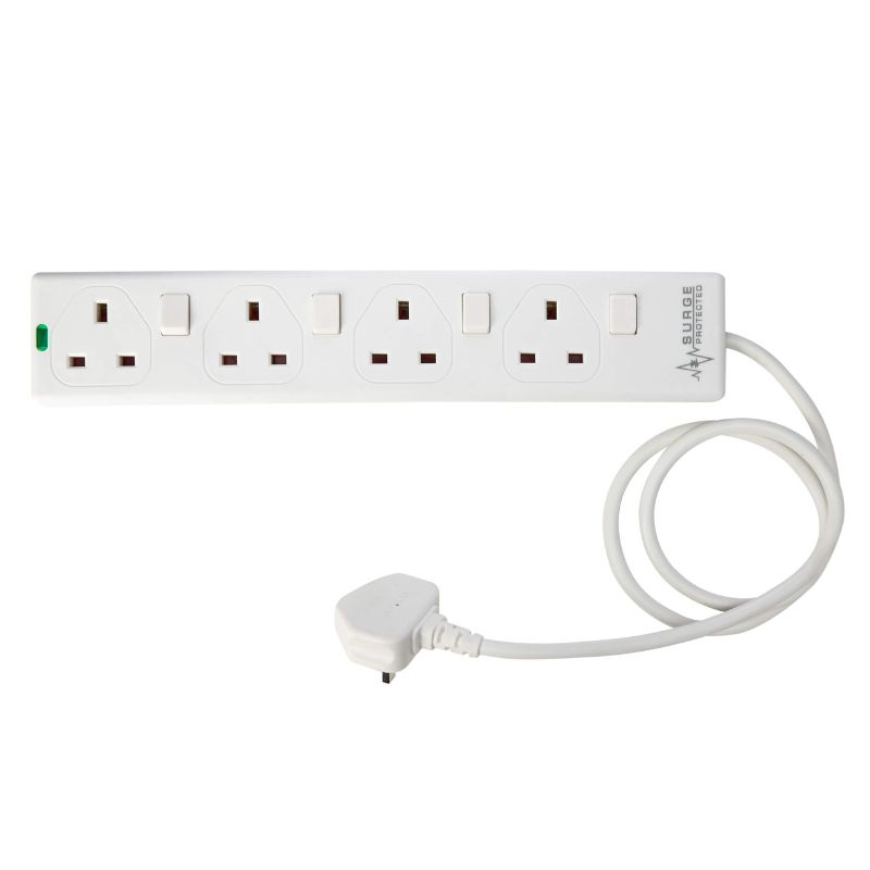 FDL 4 WAY SURGE PROTECTED GANG STRIP - 5M (SWITCHED)