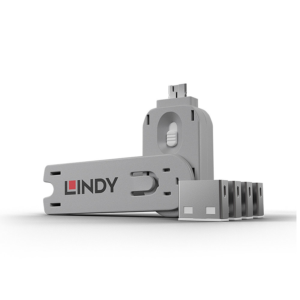 Lindy USB Port Locks 4xWHITE+Key