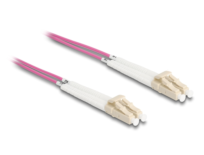 DeLOCK Optical Fiber Cable LC Duplex to LC Duplex Multi-mode OM4 angle