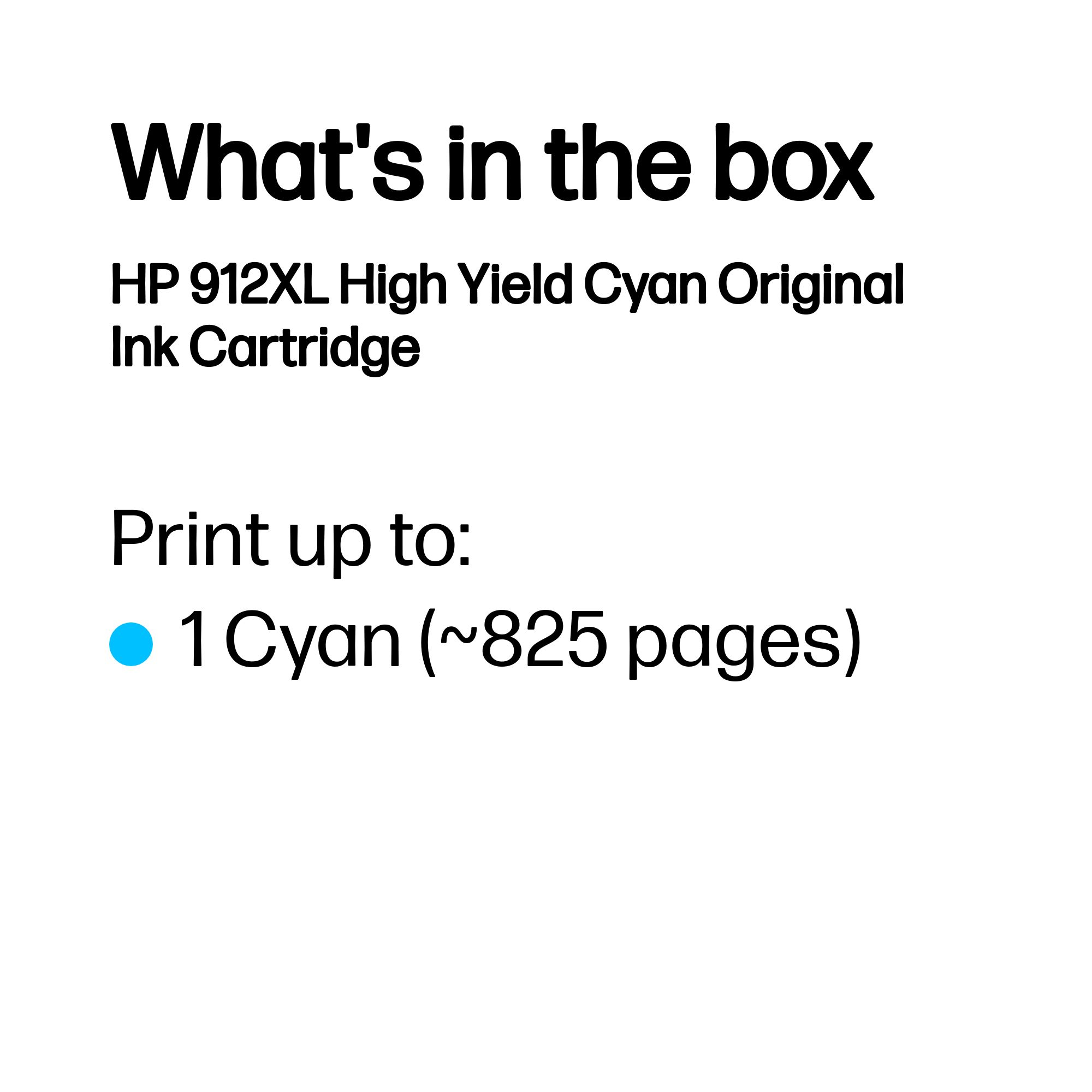 HP 3YL81AE/912XL Ink cartridge cyan high-capacity, 825 pages 9.9ml for HP OJ Pro 8010/e/8020