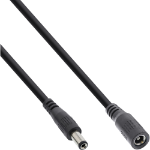 InLine DC extension cable, DC male/female 5.5x2.5mm, AWG 18, black 0.5m