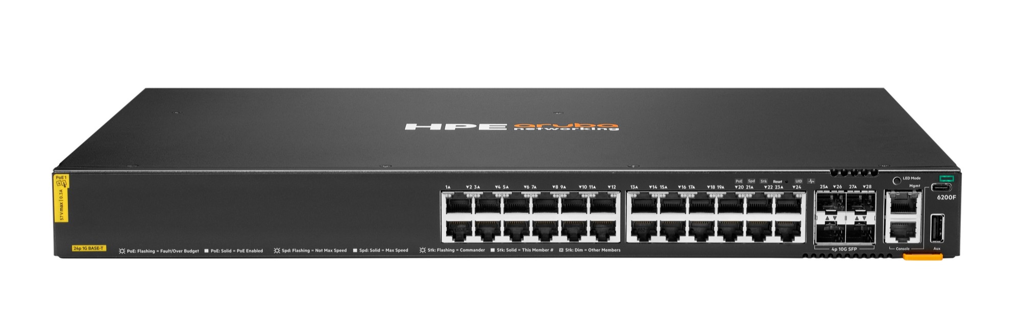 HPE Aruba Networking CX 6200F 24G Class-4 PoE 4SFP+ 370W Switch
