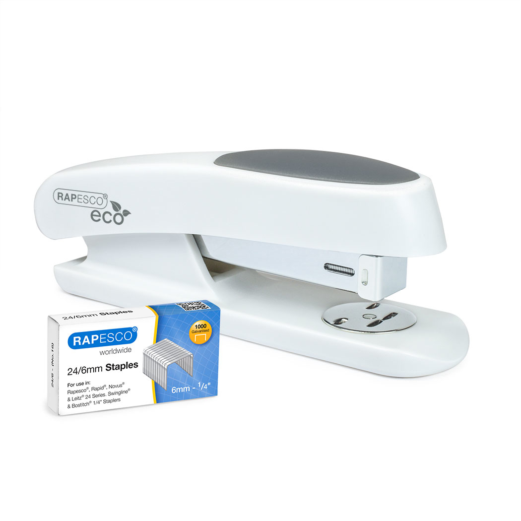 Rapesco Germ-Savvy Antibacterial ECO Sting Ray Half Strip Stapler Pack 1000 X 24/6 Mm Staples Soft White - 1483 - 1483