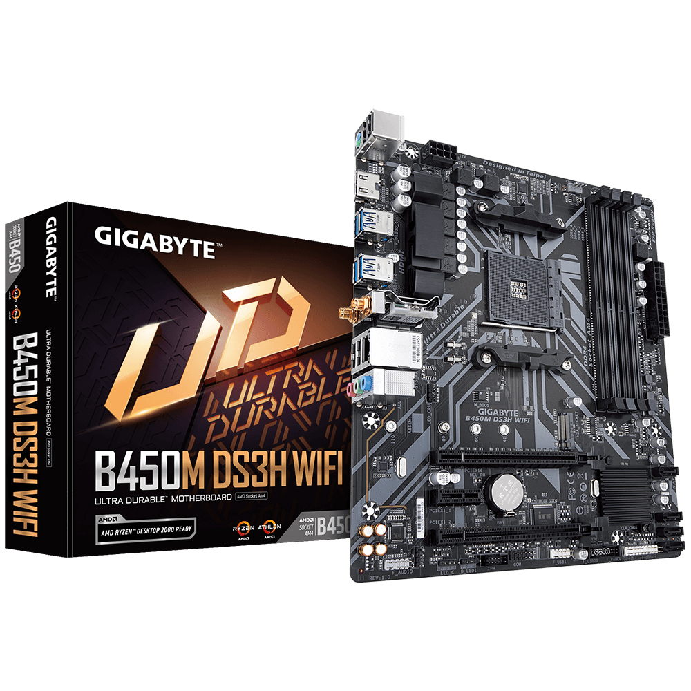 Image of Gigabyte GA-B450M-DS3H-WIFI AMD B450 Socket AM4 micro ATX