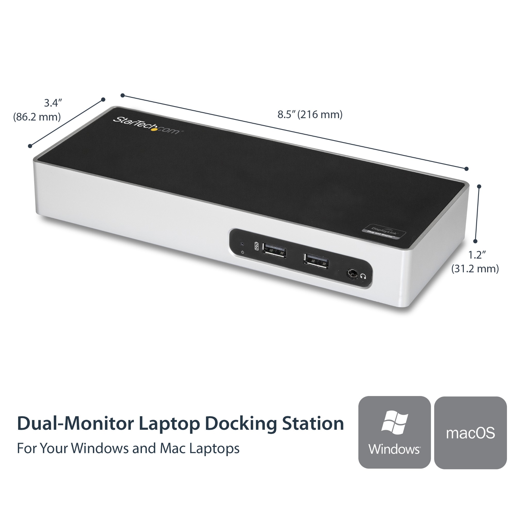 StarTech-com-USB-3-0-Docking-Station---Dual-Monitor-Laptop-Docking-Station-with-HDMI---DVI-VGA-Video---6-port-USB-3-1-Gen-1-5Gbps-Hub--GbE--Audio---Universal-Type-A-Dock---Windows---Mac