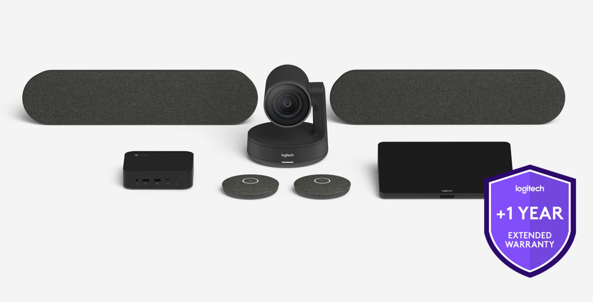 Logitech One year extended warranty for large room solution with Tap (USB or CaT5e) and RallyPlus