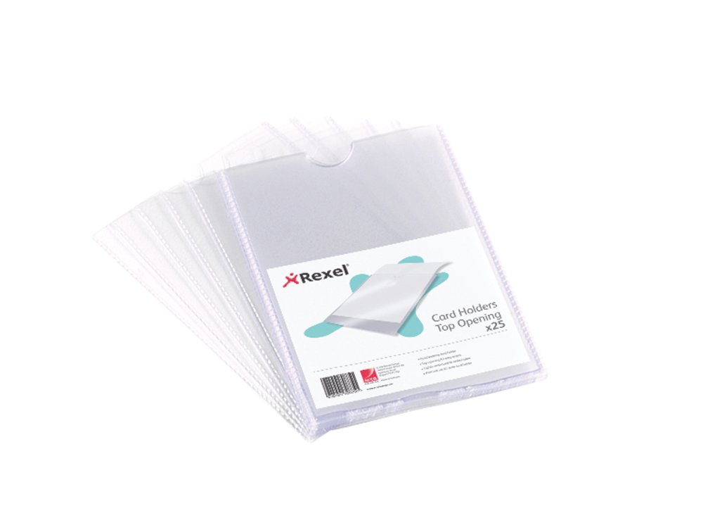 Rexel Nyrex Card Holder Open Top 95x64mm Clear (Pack of 25) PGC321 12010