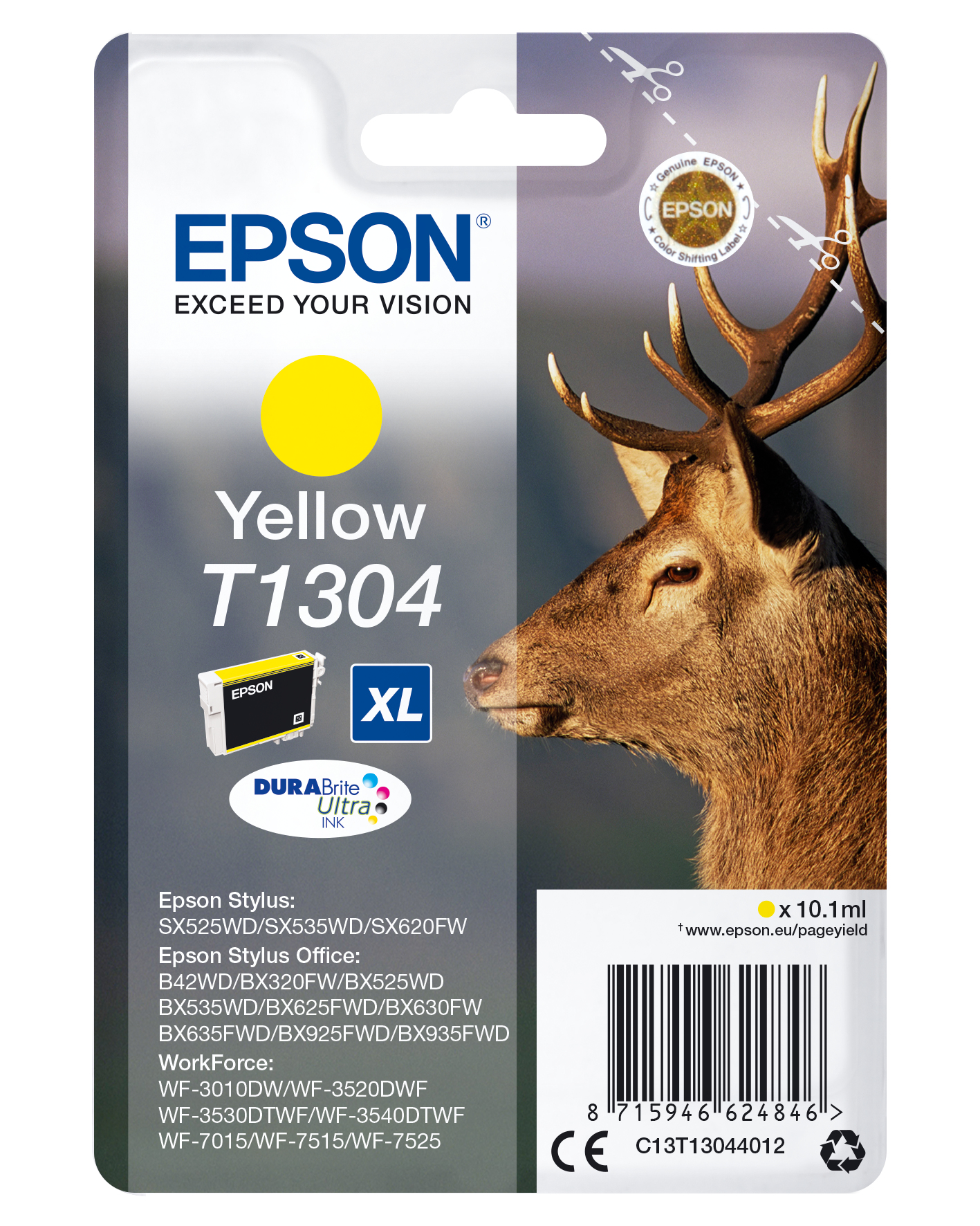 Image of Epson C13T13044012/T1304 Ink cartridge yellow XL, 1.01K pages...