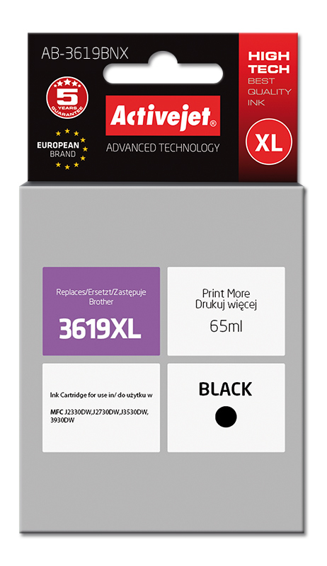 Activejet AB-3619BNX ink (replacement for Brother LC3619Bk; Supreme; 65 ml; black)