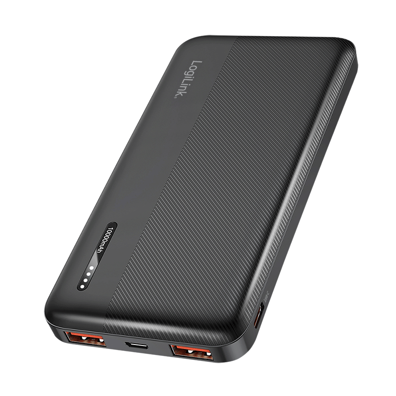 Logilink Black Mobile Power Bank. Lipo. 10.000 Mah. Pd 20W & Qc 3.0. Bla