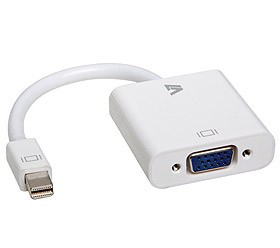 Image of V7 White Video Adapter Mini DisplayPort Male to VGA Female