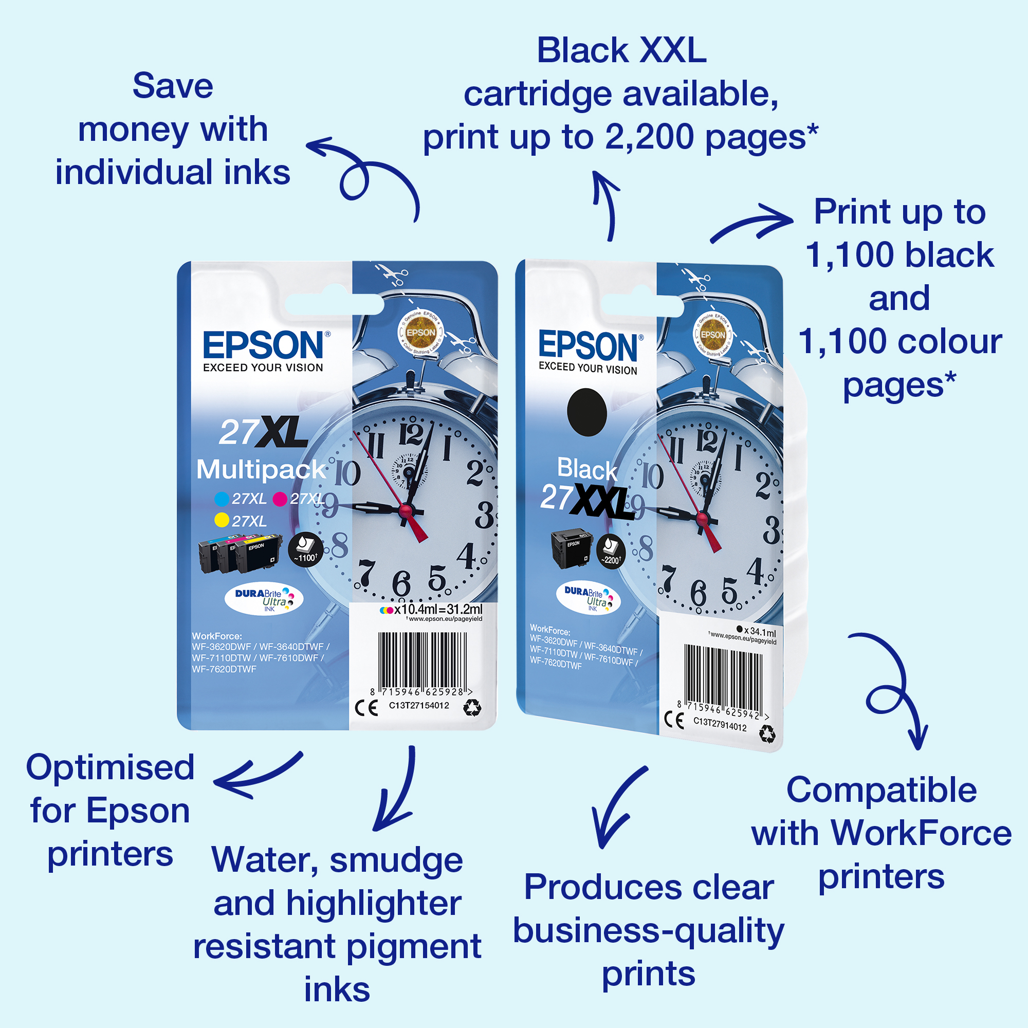 Epson C13T27014012/27 Ink cartridge black, 350 pages 6,2ml for Epson WF 3620