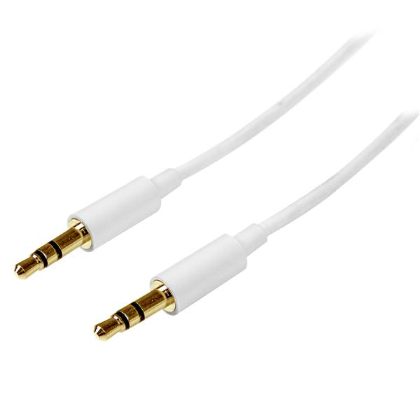 Image of StarTech.com 2m White Slim 3.5mm Stereo Audio Cable - Male to Male
