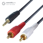 CONNEkT Gear 3m 3.5mm Stereo to 2 x RCA/Phono Audio Cable - Male to Male - Gold Connectors