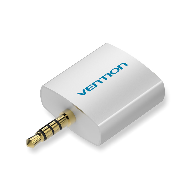 Vention 4 Pole 3.5mm Male to 2*3.5mm Female Audio Adapter Silvery Metal Type