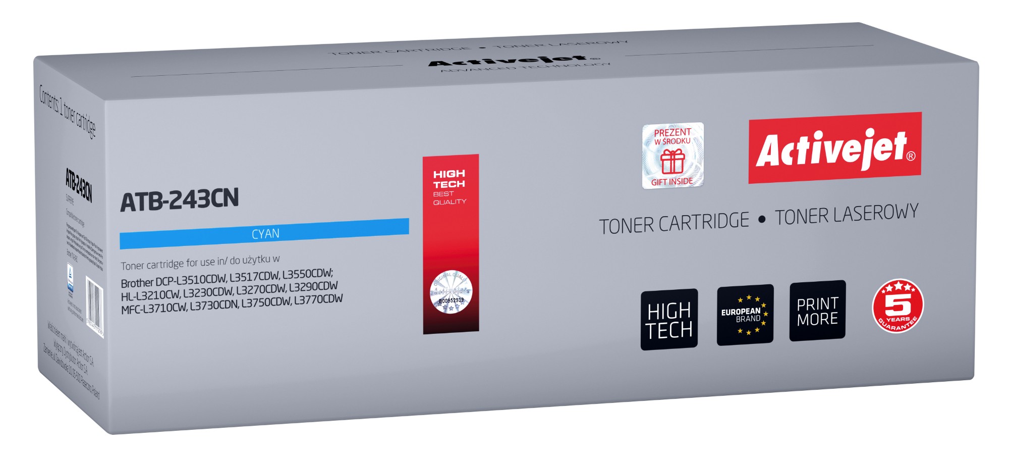 Activejet ATB-243CN toner (replacement for Brother TN-243C; Supreme; 1000 pages; cyan)