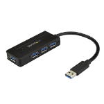 StarTech.com 4 Port USB 3.0 Hub (SuperSpeed 5Gbps) with Fast Charge – Portable USB 3.1 Gen 1 Type-A Laptop/Desktop Hub - USB Bus Power or Self Powered for High Performance – Mini/Compact