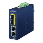 PLANET IP40 Compact size 2-Port 100/1000X SFP + 2-Port 10/100/1000T Media Converter netwerk media converter 1000 Mbit/s Blauw