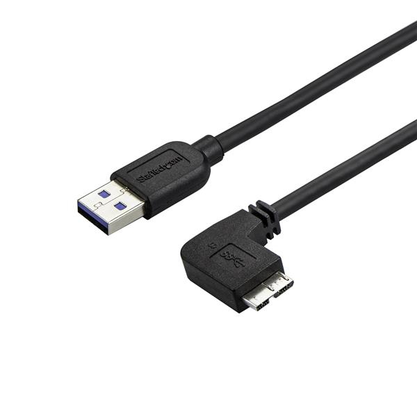 Image of StarTech.com Slim Micro-USB 3.0 Cable - M/M - Right-Angle Micro...